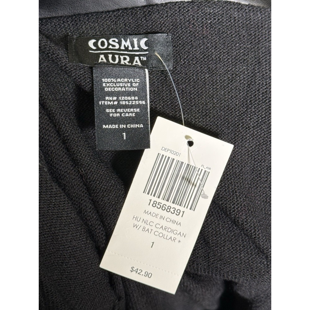 Cosmic‎ Aura Cardigan Sweater Womens Size 1 Black Bat Goth 18568391 - Picture 6 of 11